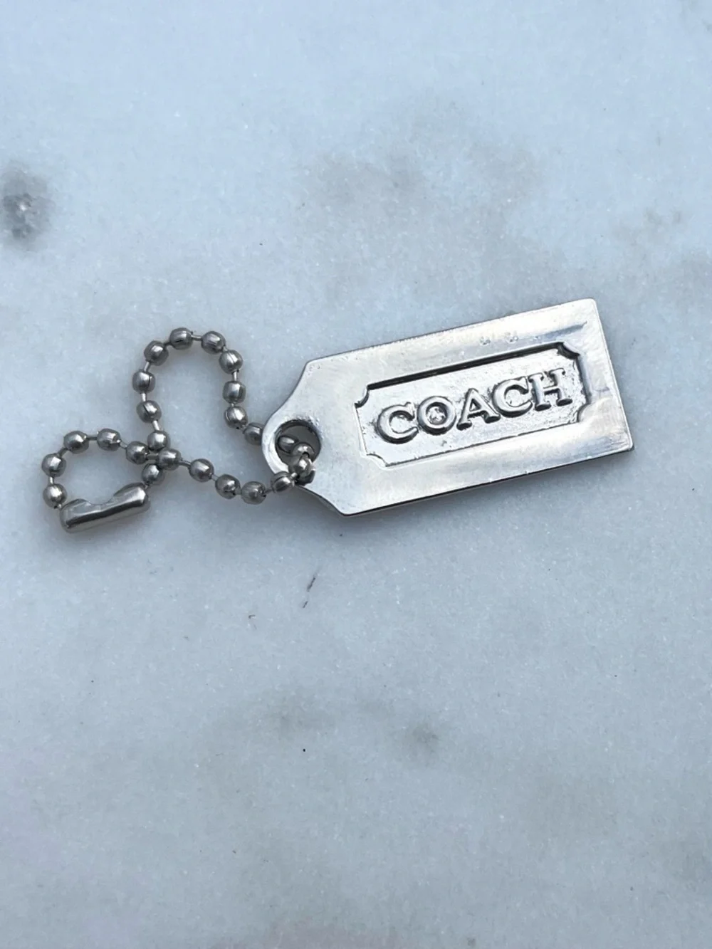 COACH Vintage Metal Hang Tag, Silver
